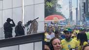 Drones e atiradores s&atilde;o vistos em esquema de seguran&ccedil;a de ato de Fl&aacute;vio Bolsonaro na Paulista