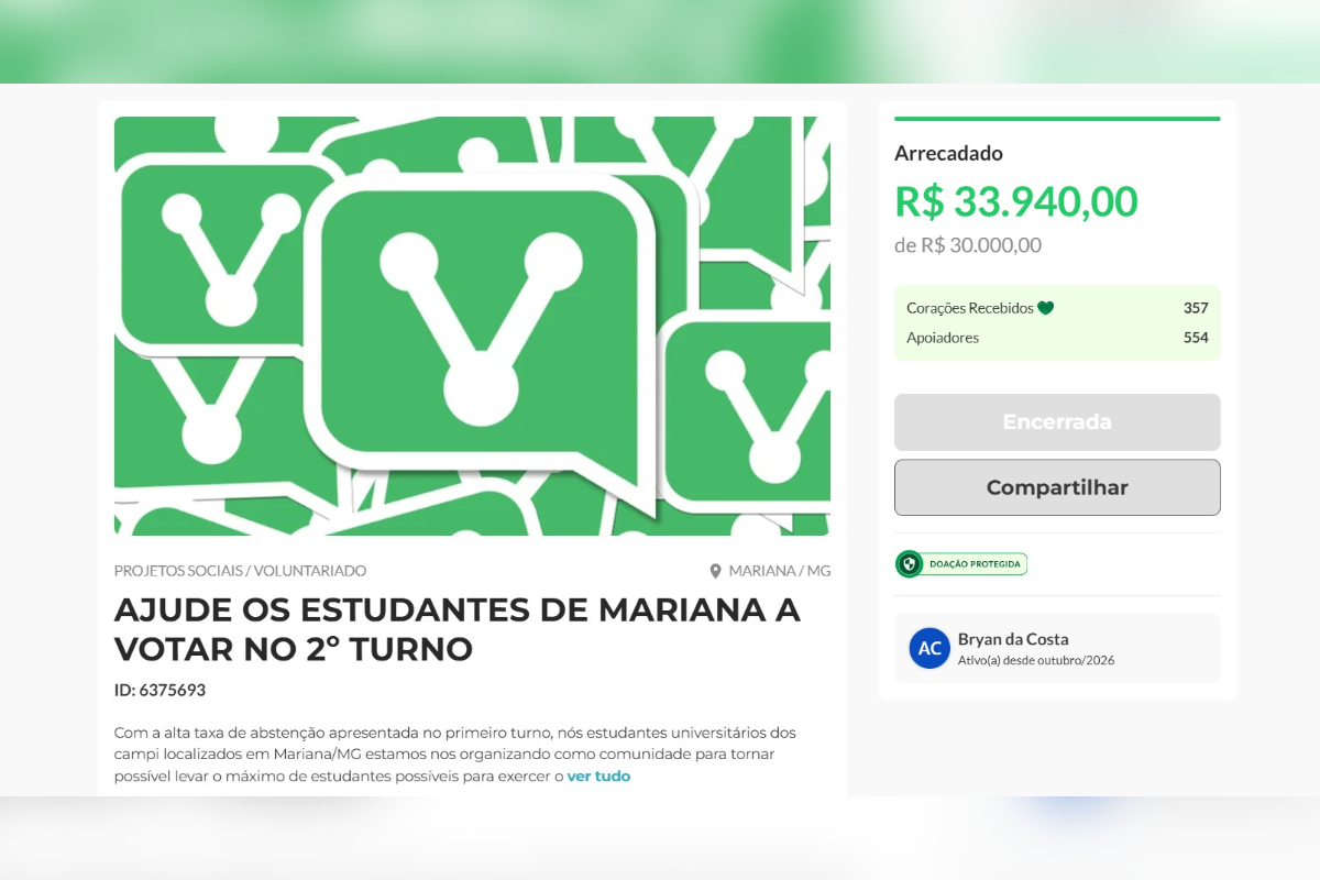 Justiça barra vaquinha para estudantes viajarem e votarem no 2º turno em MG