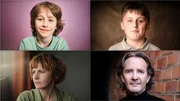 Rory Wilmot será Neville Longbottom (em cima esquerda), Amos Kitson será Dudley Dursley (em cima direita), Louise Brealey como Madam Rolanda Hooch e Anton Lesser como Garrick Ollivander