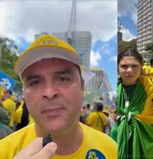 Ricardo Ribeiro Pedroso, Itamar Mioto, e os netos Yuri Mioto Nogueira e Julia Mioto Nogueira viajam centenas de quilômetros para participar de ato de Flávio Bolsonaro em SP Foto: Gabriel Gatto/Terra