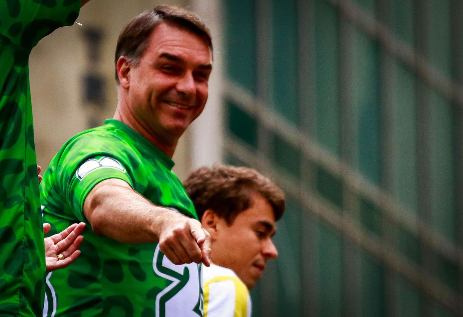 Fl&aacute;vio Bolsonaro (PL) em ato com apoiadores na Avenida Paulista, em S&atilde;o Paulo